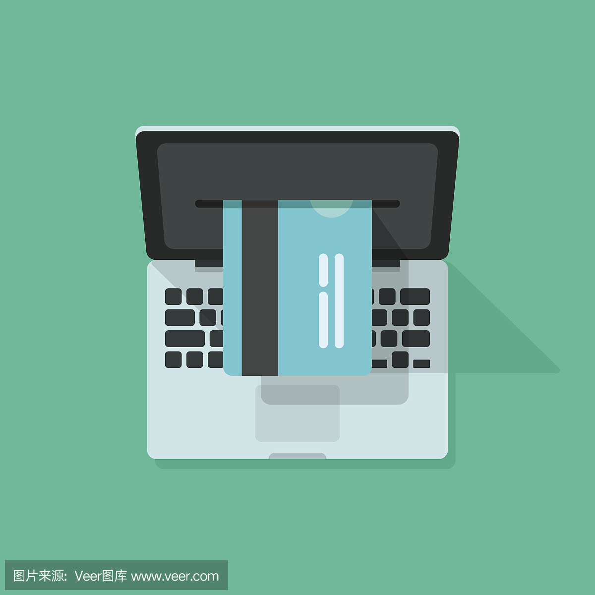 筆記本電腦信用卡處理矢量,網上購物概念